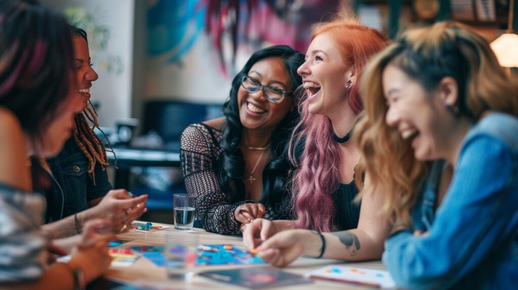 Frau spielt strategisches Spiel, um Spielchen von Frauen erkennen zu demonstrieren